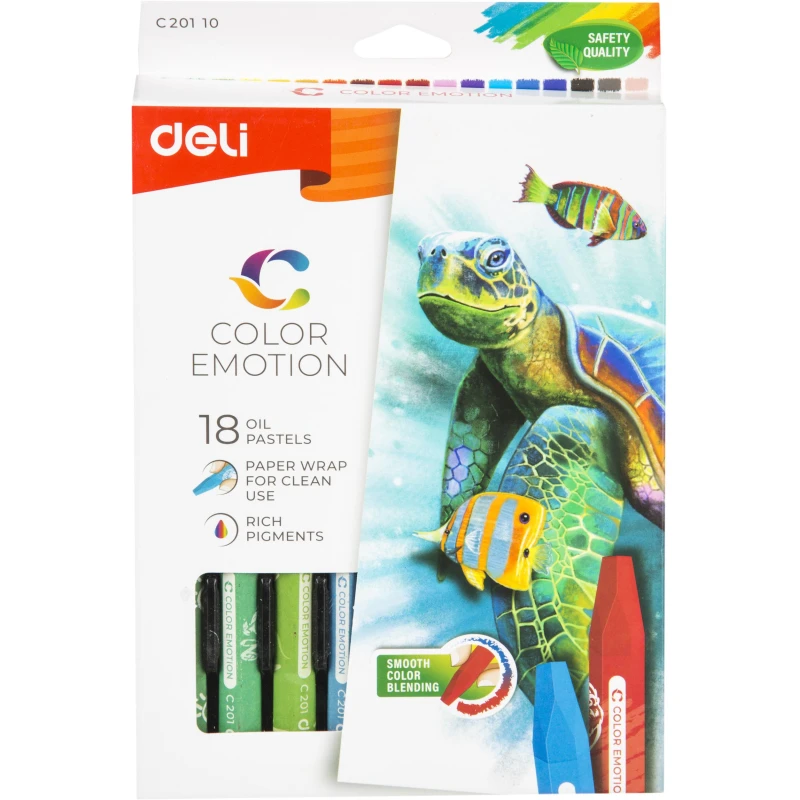 Пастель масляная Deli EC20110 Color Emotion 6-гранные, 18 цветов