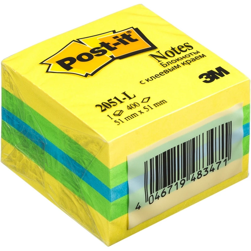 Блок-кубик Post-it миникуб 2051-L 51х51 лимон 400л. штр.  4001895853814,