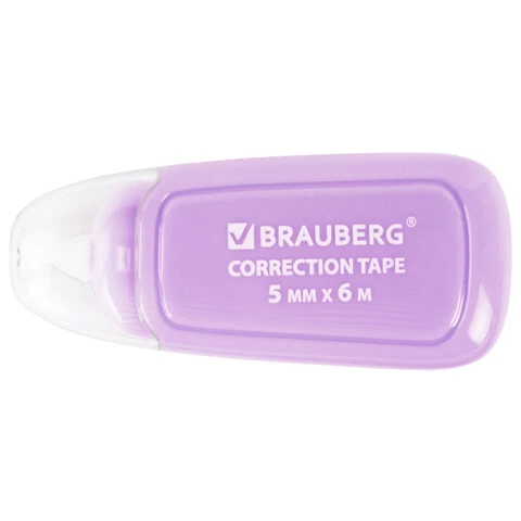 Корректирующая лента BRAUBERG COMPACT PLUS PASTEL, 5 мм х 6 м, корпус ассорти,