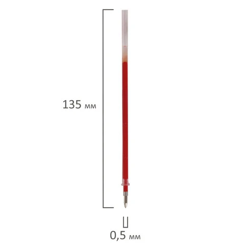 Стержень гелевый STAFF, 135 мм, КРАСНЫЙ, узел 0,5 мм, линия письма 0,35 мм,