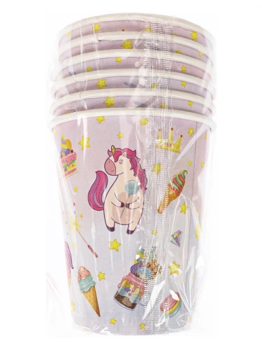 Стаканы бумажные Единорожки (250 мл, 6 шт) флоупак ФЛ-6229
