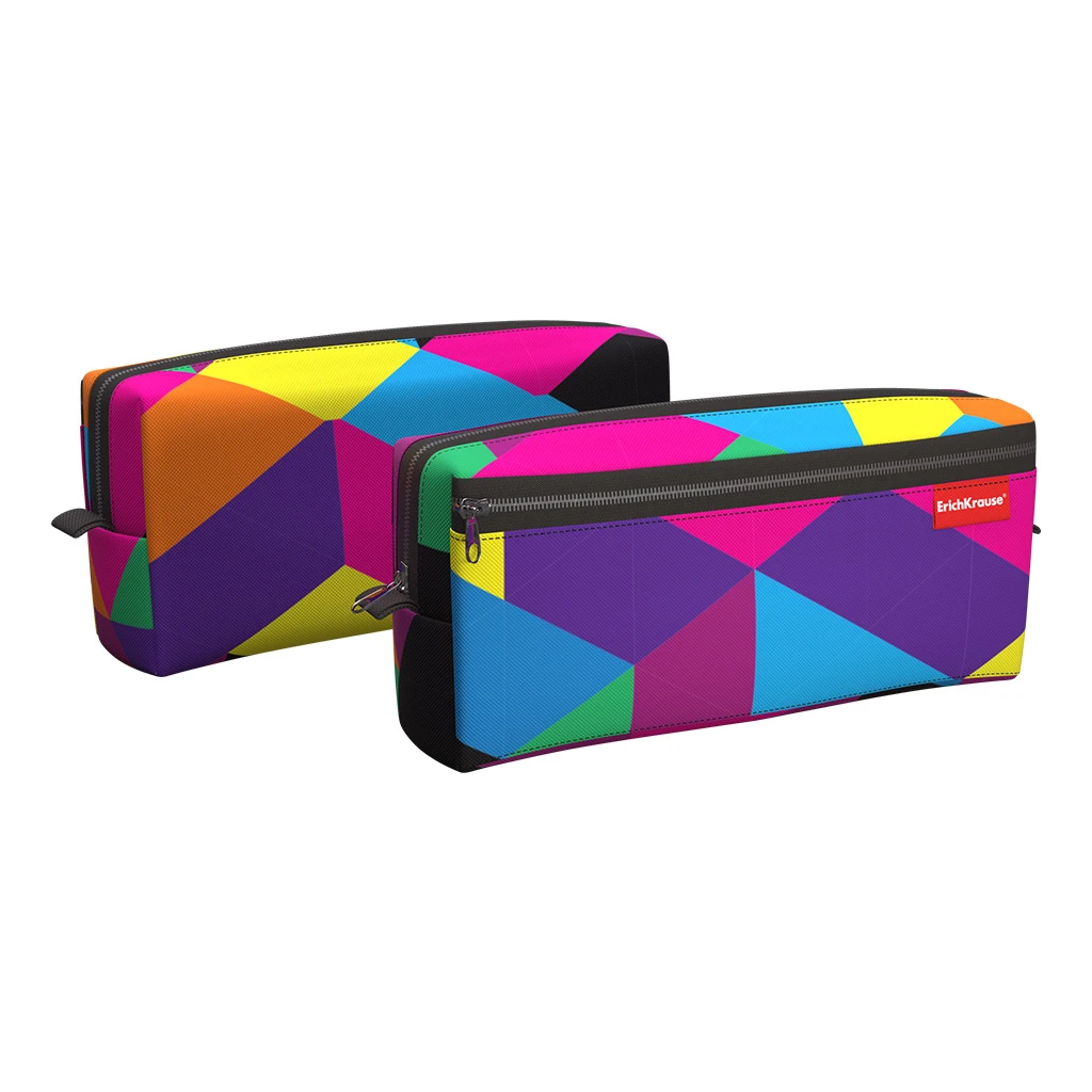 Пенал квадро с двумя отделениями Erich Krause 210x100x50мм Disco Style