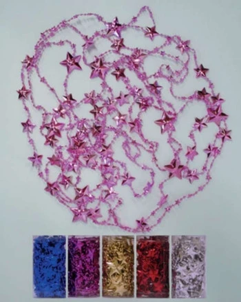 Новогодняя цепь звёздочки бол.,мал./шарики в тубе 5.4м.1 цвет Новогодняя цепь звёздочки бол.,мал./шарики в тубе 5.4м.1 цвет