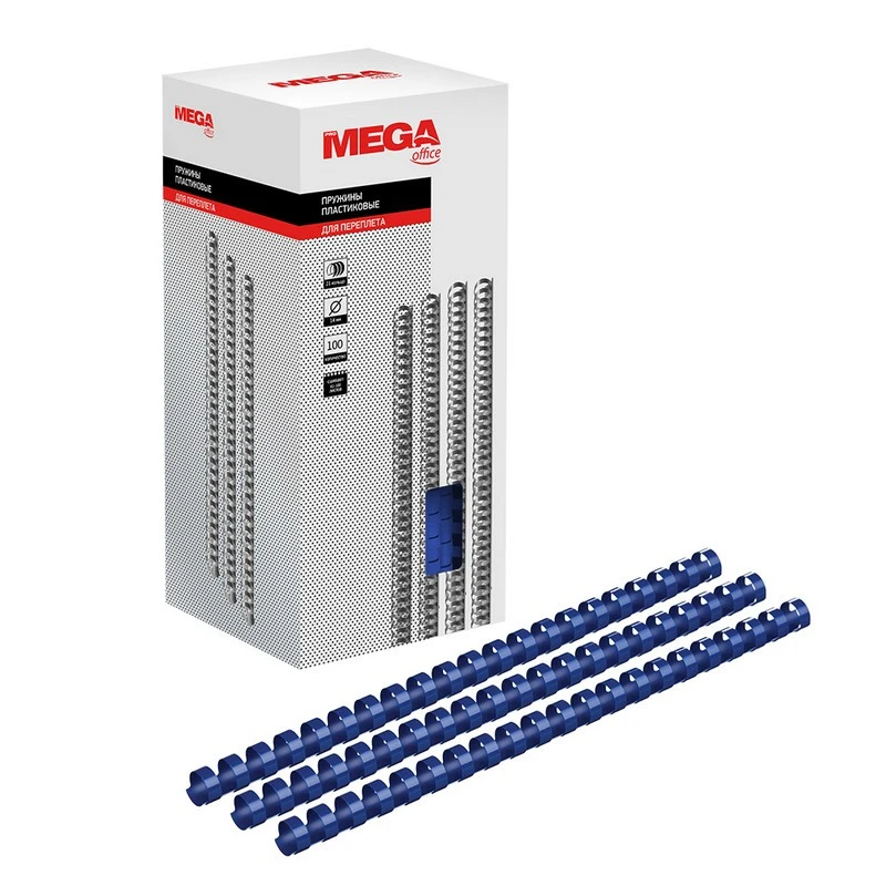 Пружины для переплета пластиковые ProMega Office 14мм синие 100шт/уп. штр. Пружины для переплета пластиковые ProMega Office 14мм синие 100шт/уп. штр.