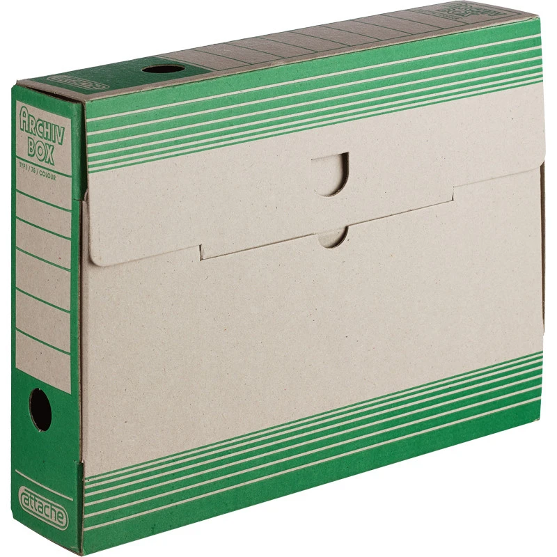 Короб архивный Папка архивная ATTACHE 75мм,картон,зеленая штр.  4607139971582