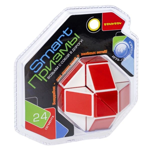 Игра-головоломка Smart Призмы, 24 сегмента, Bondibon, красно-белая змейка, PVС