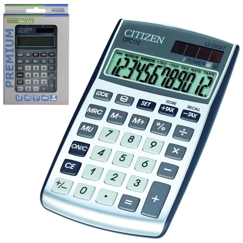 Калькулятор карманный CITIZEN CPC-112WB (120х72 мм), 12 разрядов, двойное
