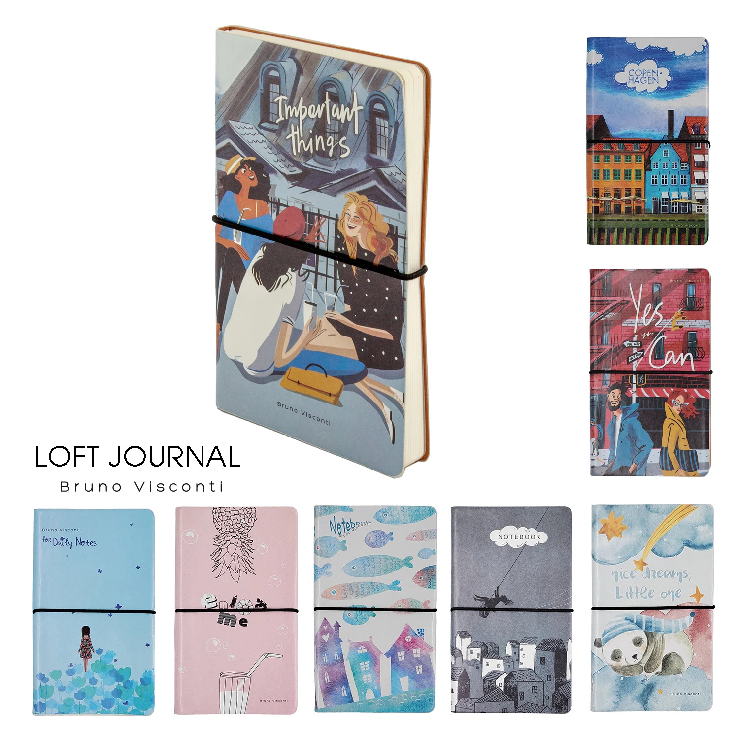 "LOFT JOURNAL " А5, 120 Л, (8 ВИДОВ) НА РЕЗИНКЕ, ЛИНЕЙКА