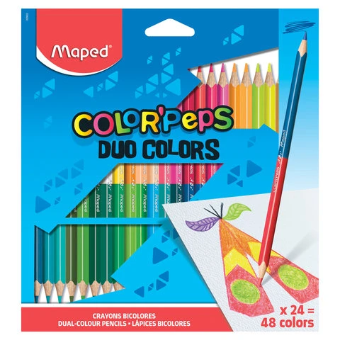 Карандаши двухцветные MAPED (Франция) "Color Pep's" 24 шт., 48 цветов,
