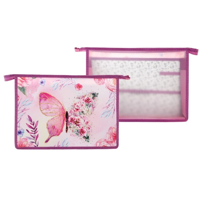 Папка для труда А4 Calligrata, «Бабочка», молния сверху, пластик