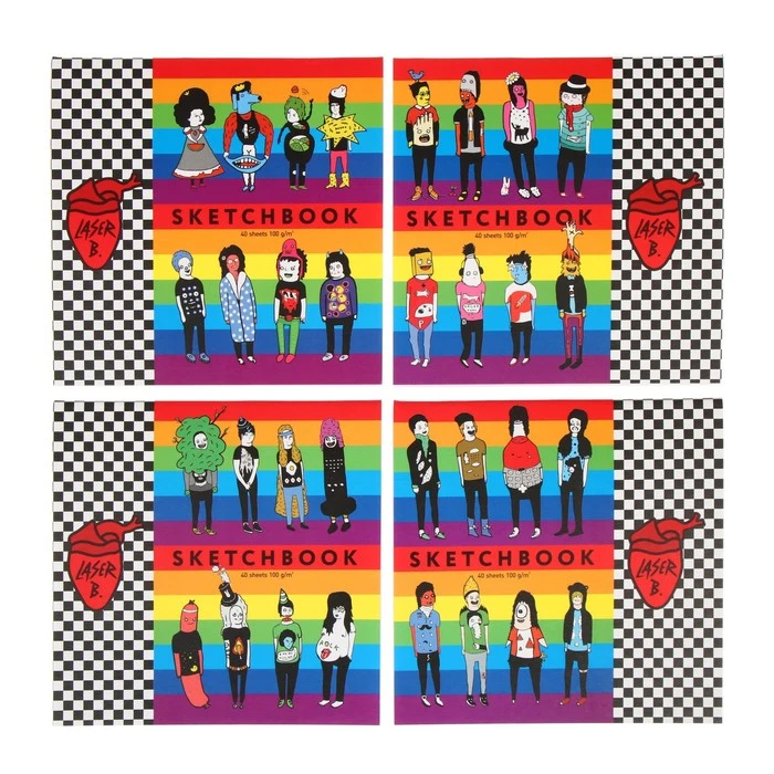 Блокнот-скетчбук 165 х 165 мм, 40 листов, "Лазер Би", обложка