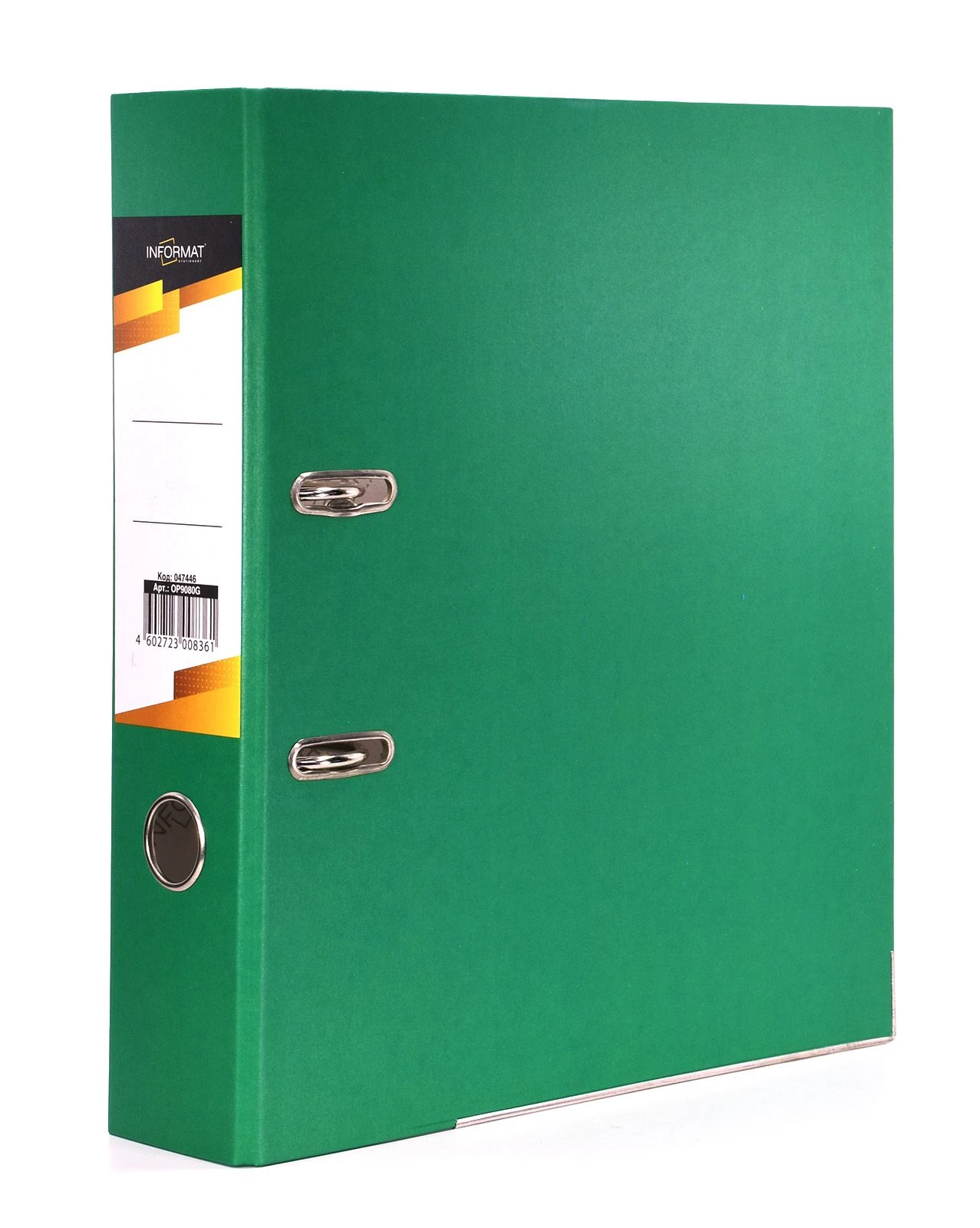 Папка-регистратор inФОРМАТ 75 мм цв.картон зелен. метал.окант. собранный: