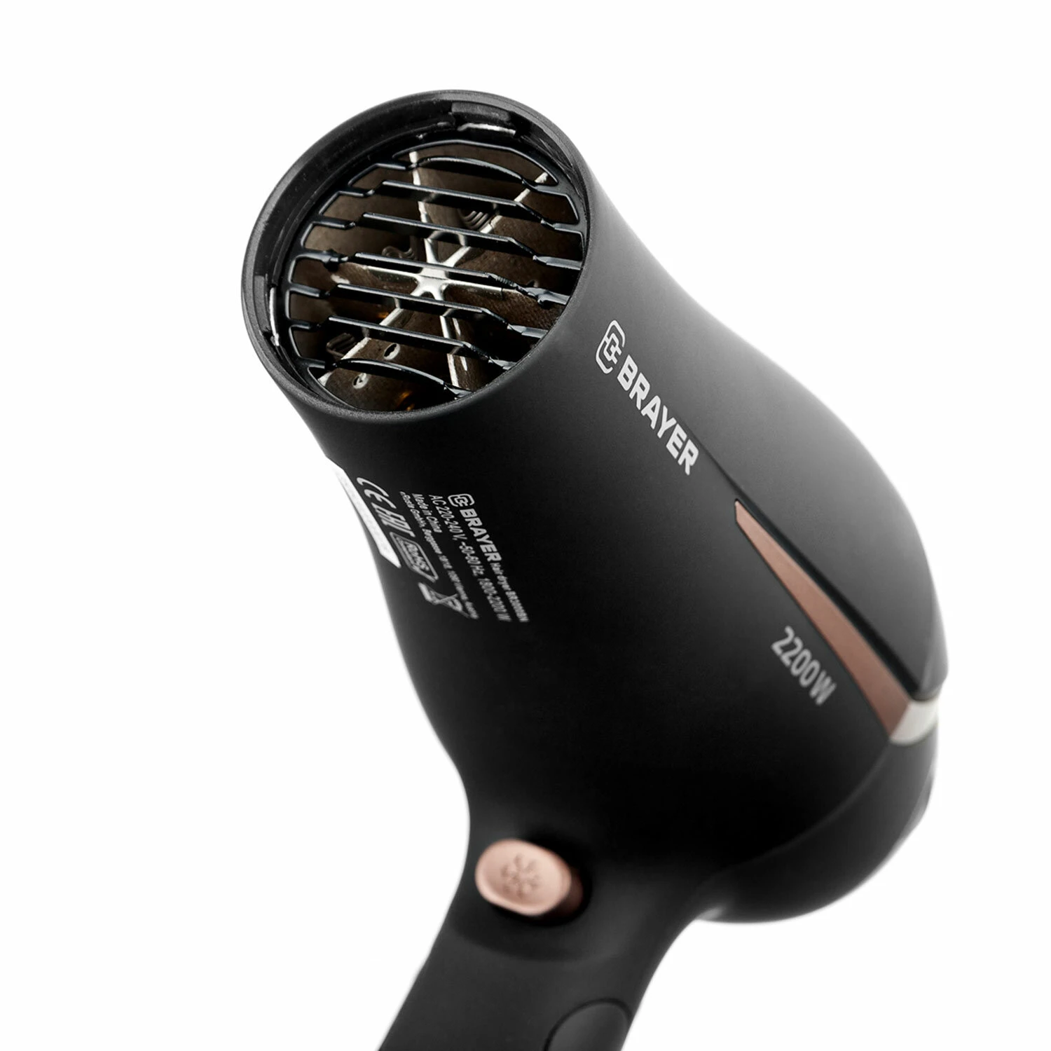 Фен BRAYER BR3000BN, 2200 Вт, 2 скорости, 3 температурных режима, складная