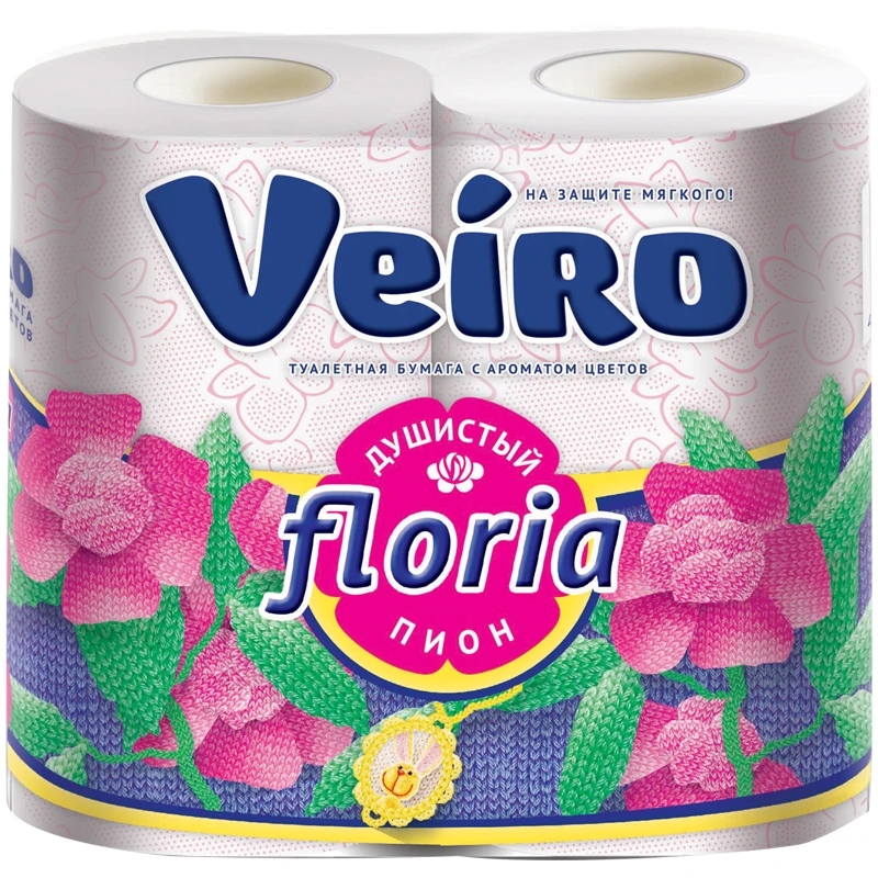 Бумага туалетная Veiro "Floria. Цветущий апельсин" 2-х слойн., 4шт.,