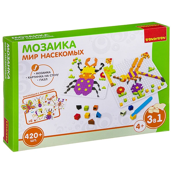 Логические, развивающие игры и игрушки Bondibon Мозаика «МИР НАСЕКОМЫХ», 420