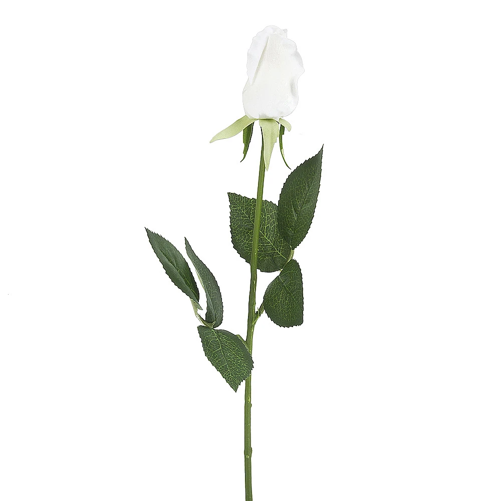 Цветок искусственный (на ножке) "Белая роза" h=45см. (real touch)