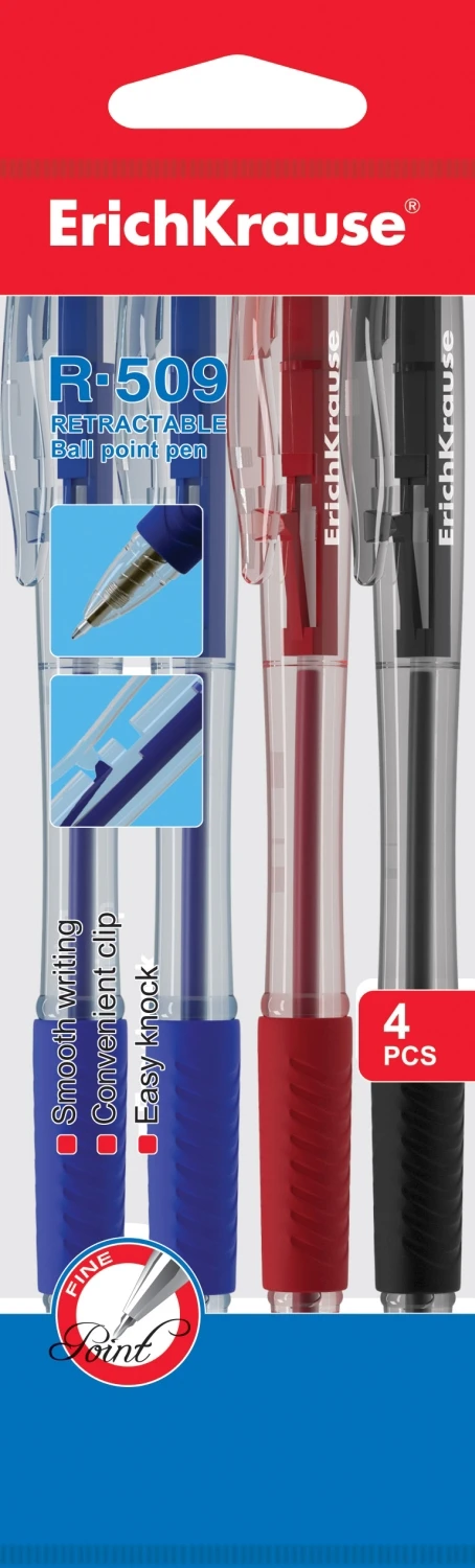 Ручка шариковая автоматическая ErichKrause® R-509, цвет чернил: синий, красный,