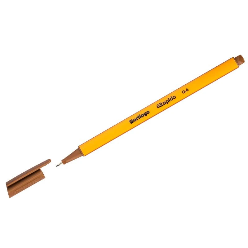 Ручка капиллярная Berlingo "Rapido" коричневая, 0,4мм, трехгранная.