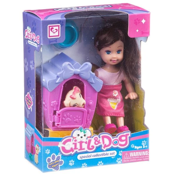 Набор игровой Cute Girl с куколкой и собачкой в будке, арт. K899-20