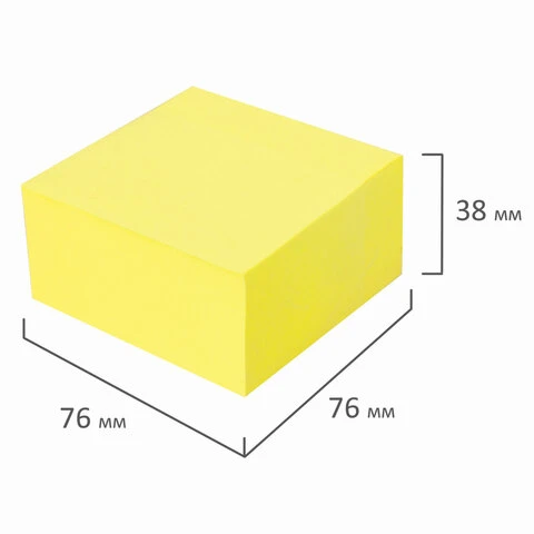 Блок самоклеящийся (стикеры) BRAUBERG НЕОНОВЫЙ 76х76 мм, 400 листов, желтый,