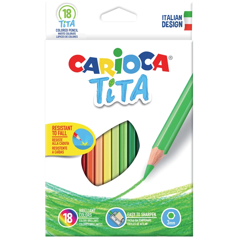 Карандаши цветные пластиковые Carioca "Tita", 18цв., заточен., картон,