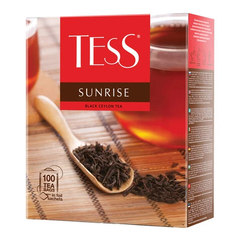 Чай TESS (Тесс) "Sunrise", черный цейлонский, 100 пакетиков по 1,8 г,