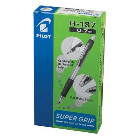 Карандаш механический PILOT H-187 "Super Grip", корпус черный,