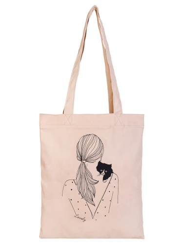 Шоппер "Девушка с котом" (34х40 см) СП-7282 Шоппер "Девушка с котом" (34х40 см) СП-7282