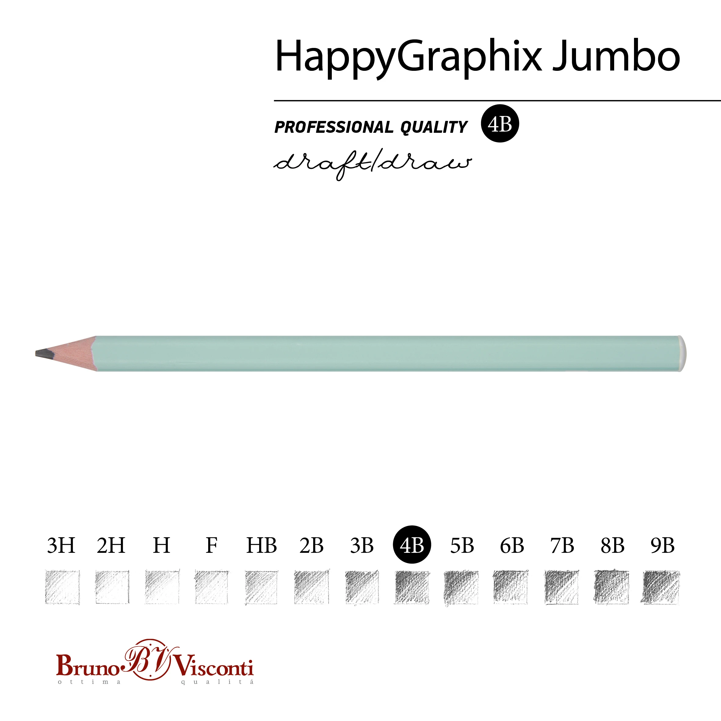 КАРАНДАШ ЧЕРНОГРАФИТОВЫЙ "GraphixZefir Jumbo. Зефирный мятный" 4В, 3.5