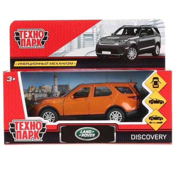 Машина металл LAND ROVER DISCOVERY 12 см двер, баг, инер, золотой, Технопарк