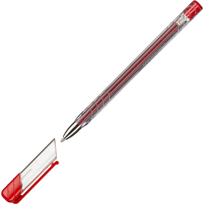 Ручка шариковая KORES К11 неавт M(1мм) треуг.корп., масляная, красная 691267
