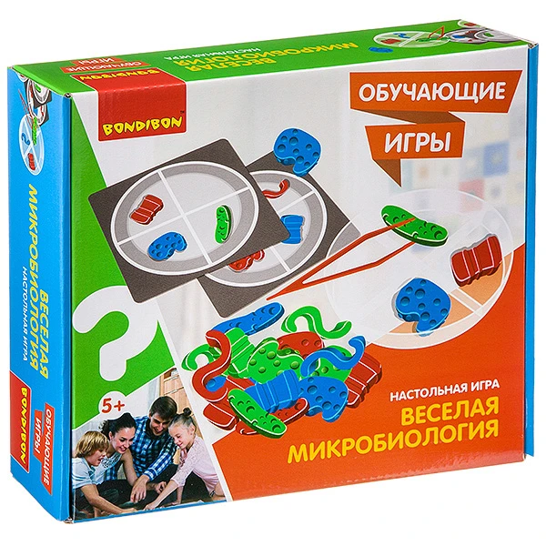 Обучающие игры Bondibon Настольная игра «ВЕСЕЛАЯ МИКРОБИОЛОГИЯ», BOX 26,5х6х24