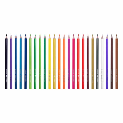 Карандаши цветные BRAUBERG KIDS NEW, 24 цвета, трехгранный корпус, грифель 3 мм,