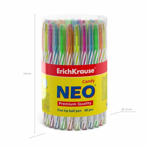 Ручка шариковая масляная ERICH KRAUSE "Candy", СИНЯЯ, корпус ассорти,