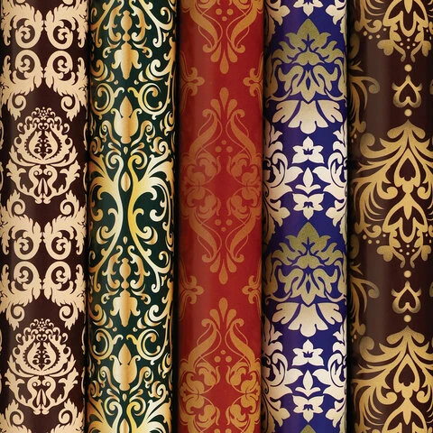 Бумага упаковочная мелованная 70х100 см ЗОЛОТАЯ СКАЗКА "Damask