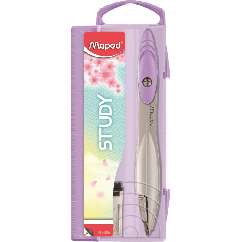 Готовальня Maped STUDY COLLECTOR циркуль 120мм, цинк.сплав+гриф, паст. цвет в