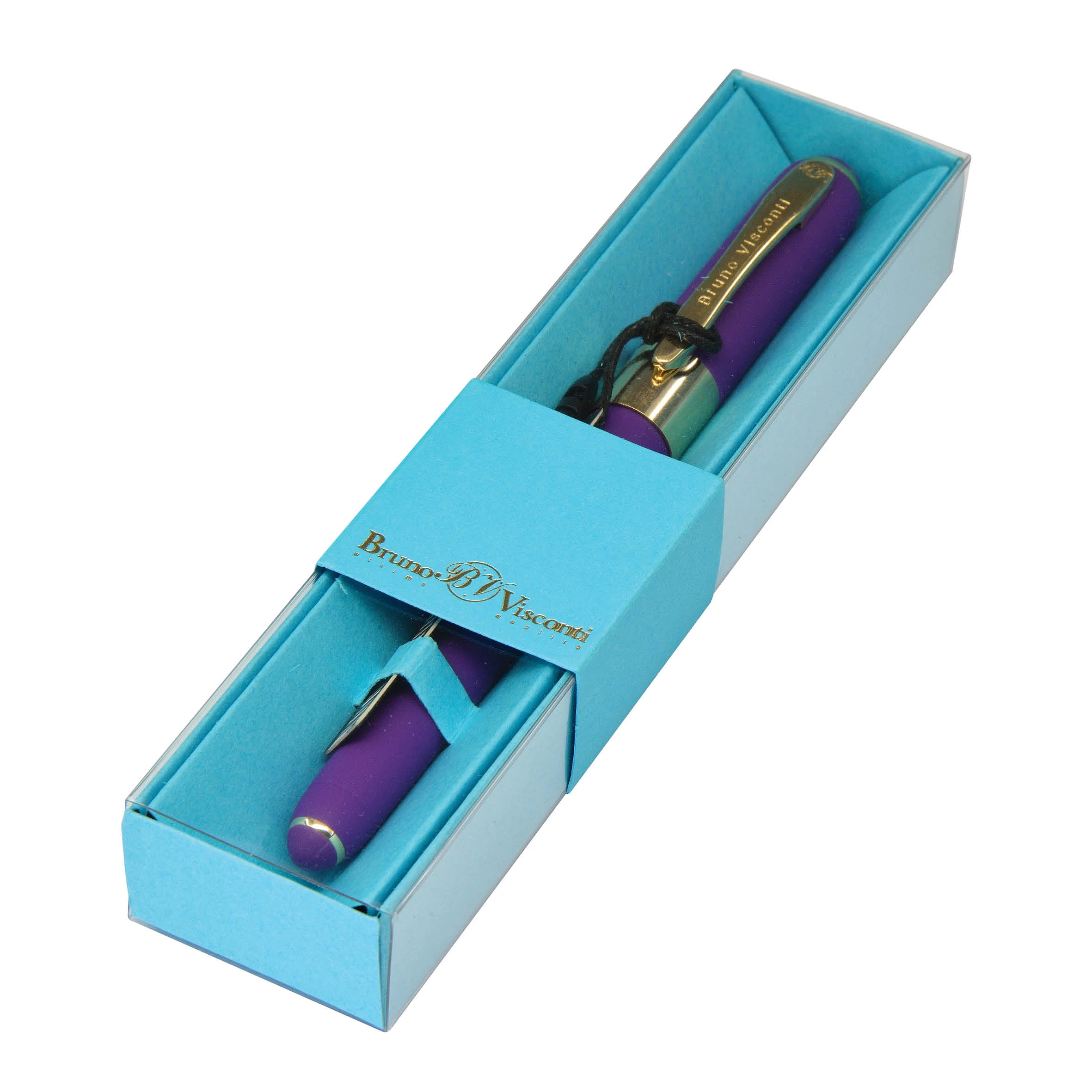 РУЧКА В ФУТЛЯРЕ "MONACO" ШАРИКОВАЯ 0.5 ММ, СИНЯЯ (фиолетовый корпус,