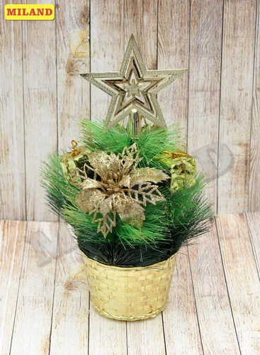 Декоративная ёлка с золотым декором в горшке, 30 см Т-4391