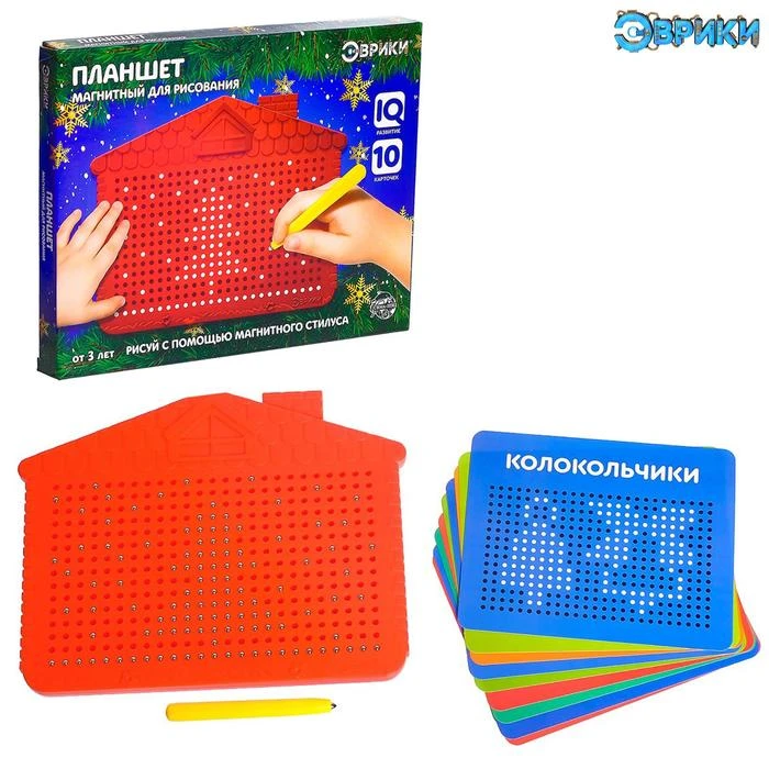 Планшет обучающий «Магнитное рисование», новогодний, цвет красный, 375 отверстий Планшет обучающий «Магнитное рисование», новогодний, цвет красный, 375 отверстий