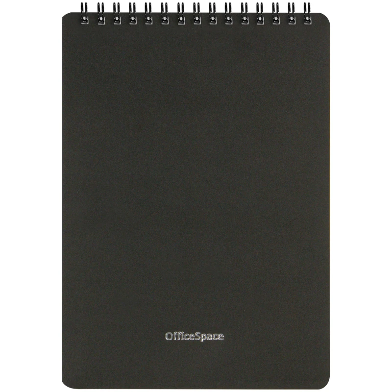 Блокнот А5 60л. на гребне OfficeSpace "Base", черная пластиковая