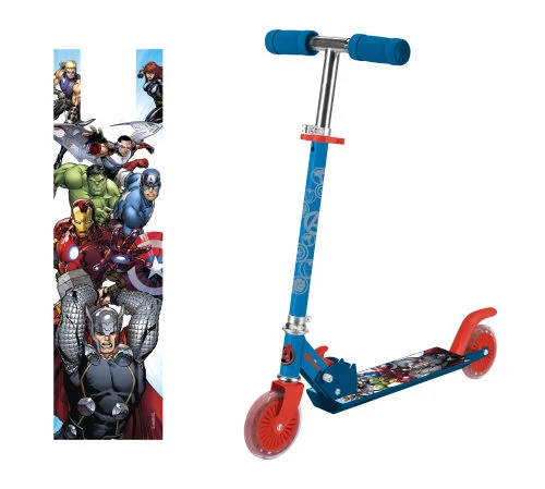 Самокат MARVEL Мстители 2-х кол. алюм.комби, PU светящ. кол.120мм.