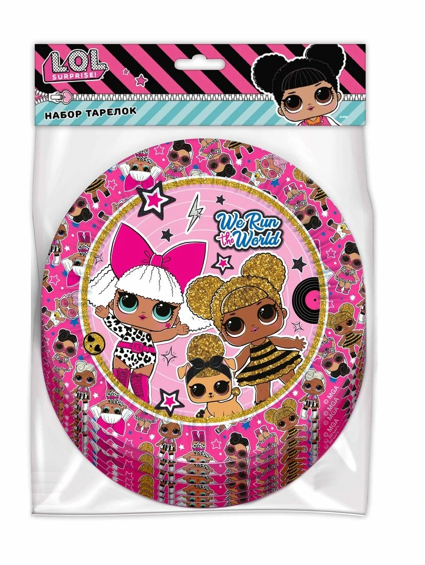 Набор бумажных тарелок LOL., 6 шт d=180 мм.