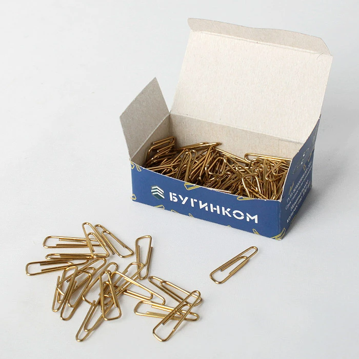 Скрепки 25мм. треугольные "Бугинком" золотистые 100шт/уп РБ