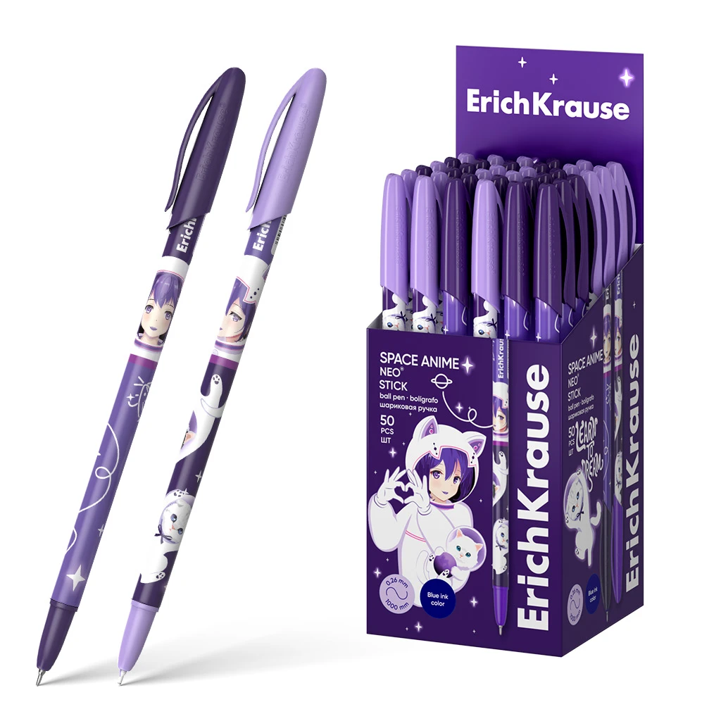 Ручка шариковая ErichKrause Neo® Stick Space Anime 0.7, Super Glide Technology,