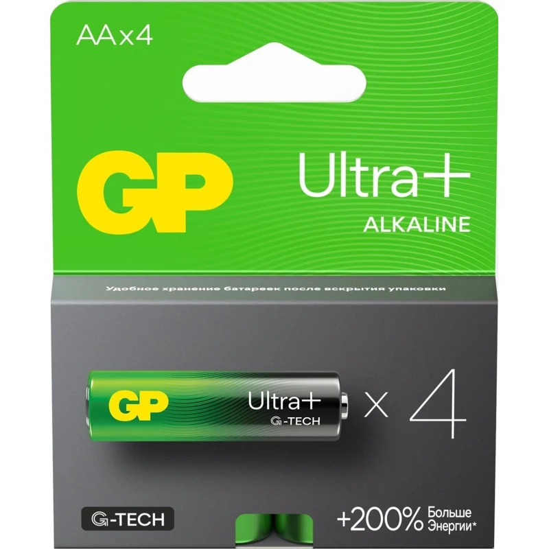 Батарейка GP Ultra+ Alkaline LR6 (АА) 4шт/уп (15AUPA21-2CRSB4)