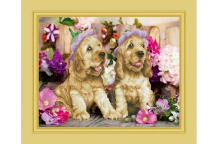 Алмазная мозаика (класс) 40х50 см, с подр.,с част. заполн.(24 цв.) ЩЕНКИ КОКЕР