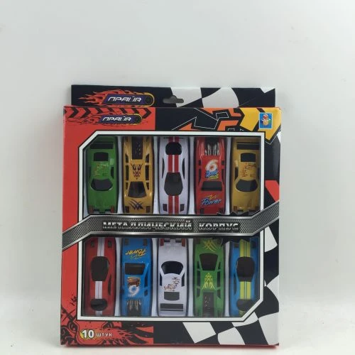 1toy Драйв, металлическая машинка, гоночная, фривил, 8см, набор 10 шт, коробка