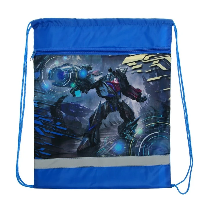 Мешок для обуви с карманом 420 х 340 мм, со светоотражающей полосой,