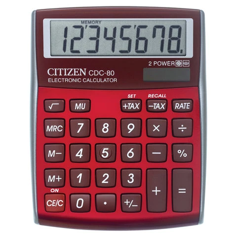 Калькулятор настольный CITIZEN CDC-80RDWB, МАЛЫЙ (135х109 мм), 8 разрядов,