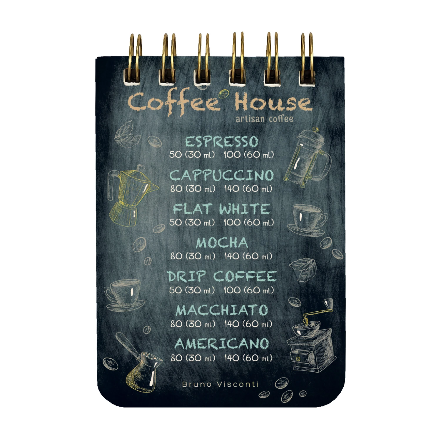 БЛОКНОТ НА ГРЕБНЕ «CUTE JOURNAL» A7, BV, 100 Л. "COFFEЕ HOUSE-2"